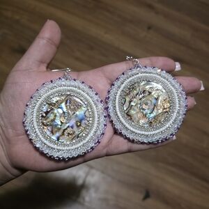 Elegant Abalone and Bead Drop Earrings